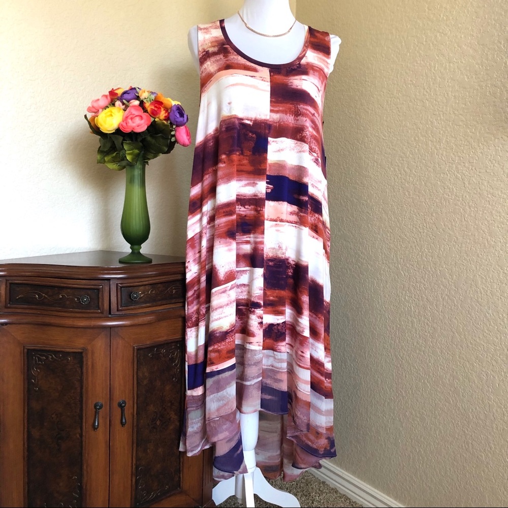 Simply Vera Wang Watercolor Hi Lo Tank Swing Dress